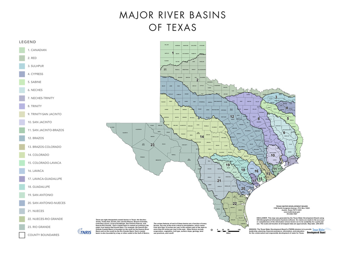Major River Basins of Texas